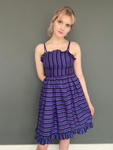 Load image into Gallery viewer, Vintage 90s Purple Candy Stripe Spaghetti Strap Dress by Etam