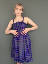 Load image into Gallery viewer, Vintage 90s Purple Candy Stripe Spaghetti Strap Dress by Etam