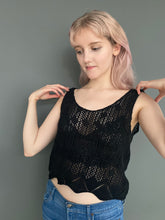 Load image into Gallery viewer, Vintage Early 80s Black Crochet Crop Top