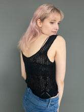 Load image into Gallery viewer, Vintage Early 80s Black Crochet Crop Top