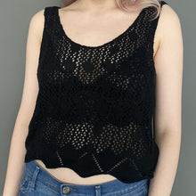 Load image into Gallery viewer, Vintage Early 80s Black Crochet Crop Top