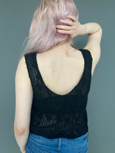Load image into Gallery viewer, Vintage Early 80s Black Crochet Crop Top