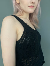 Load image into Gallery viewer, Vintage Early 80s Black Crochet Crop Top