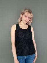 Load image into Gallery viewer, Vintage Y2K Sleeveless Black Sheer Sparkle Glitter Top by Oasis