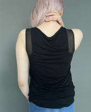 Load image into Gallery viewer, Vintage Y2K Sleeveless Black Sheer Sparkle Glitter Top by Oasis