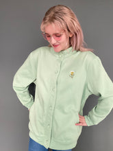 Load image into Gallery viewer, Vintage 90s Pale Green Oversized Sweatshirt Button Cardigan Jacket Top