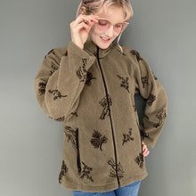 Load image into Gallery viewer, Vintage 90s Zip Up Tree Forrest Print Fleece Jacket Jumper Top