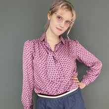 Load image into Gallery viewer, Vintage Early 80s Pink Pussy Bow Paisley Print Blouse Shirt