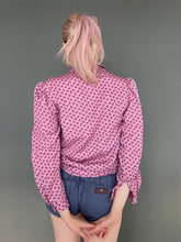 Load image into Gallery viewer, Vintage Early 80s Pink Pussy Bow Paisley Print Blouse Shirt