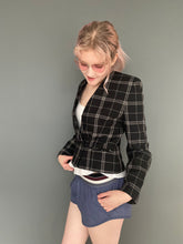 Load image into Gallery viewer, Vintage 90s Black & White Checkered Buttoned Blazer Jacket Top by NEXT