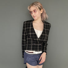 Load image into Gallery viewer, Vintage 90s Black & White Checkered Buttoned Blazer Jacket Top by NEXT