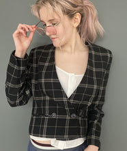 Load image into Gallery viewer, Vintage 90s Black & White Checkered Buttoned Blazer Jacket Top by NEXT