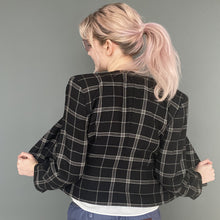 Load image into Gallery viewer, Vintage 90s Black & White Checkered Buttoned Blazer Jacket Top by NEXT