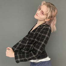 Load image into Gallery viewer, Vintage 90s Black & White Checkered Buttoned Blazer Jacket Top by NEXT