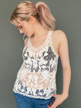 Load image into Gallery viewer, Vintage 90s White Crochet Lace Sleeveless Top