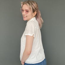 Load image into Gallery viewer, Vintage Y2K White Broderie Anglasie Short Sleeve Shirt Blouse Top by Laura Ashley