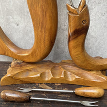 Load image into Gallery viewer, Vintage Retro Mid-Century Wooden Teak Fish Shaped Cocktail Canapé Stick's
