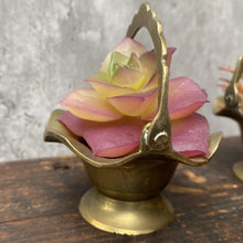 Load image into Gallery viewer, Pair Vintage Mini Brass Basket Plant Pot Planter for Succulents or Cactus