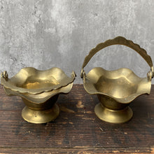 Load image into Gallery viewer, Pair Vintage Mini Brass Basket Plant Pot Planter for Succulents or Cactus