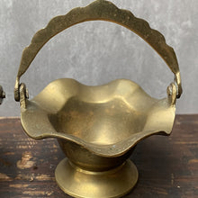 Load image into Gallery viewer, Pair Vintage Mini Brass Basket Plant Pot Planter for Succulents or Cactus