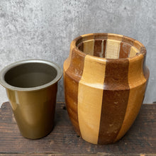 Load image into Gallery viewer, Vintage Mid-Century Modern Inlaid Marquetry Wood 1950s Plant Pot Planter