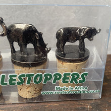 Load image into Gallery viewer, Vintage Y2K African Big 5 Animal Bottle Stoppers Unused In Box by Roots Of Creation