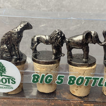 Load image into Gallery viewer, Vintage Y2K African Big 5 Animal Bottle Stoppers Unused In Box by Roots Of Creation