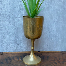 Load image into Gallery viewer, Vintage 1970s Brass Goblet Plant Pot Planter
