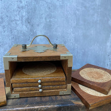 Load image into Gallery viewer, Vintage Wooden Drinks Coasters in Beautiful Storage Box