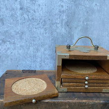 Load image into Gallery viewer, Vintage Wooden Drinks Coasters in Beautiful Storage Box