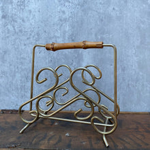 Load image into Gallery viewer, Vintage Brass & Bamboo Wood Letter Rack Tidy Holder Organiser
