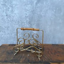 Load image into Gallery viewer, Vintage Brass & Bamboo Wood Letter Rack Tidy Holder Organiser
