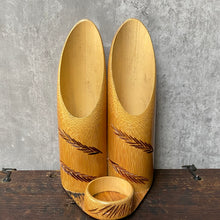 Load image into Gallery viewer, Vintage Bamboo Wood Desk Top Pen Organiser Tidy