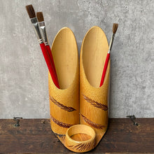 Load image into Gallery viewer, Vintage Bamboo Wood Desk Top Pen Organiser Tidy