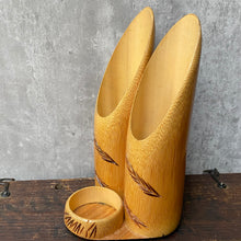 Load image into Gallery viewer, Vintage Bamboo Wood Desk Top Pen Organiser Tidy