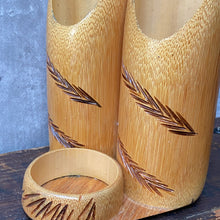 Load image into Gallery viewer, Vintage Bamboo Wood Desk Top Pen Organiser Tidy