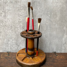 Load image into Gallery viewer, Vintage Wood Industrial Make-Up or Paintbrush Organiser Tidy