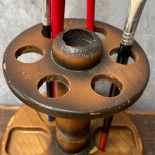 Load image into Gallery viewer, Vintage Wood Industrial Make-Up or Paintbrush Organiser Tidy