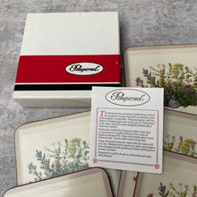 Load image into Gallery viewer, 5x Vintage Country Cottage Core Garden Herbs & Flowers Coasters in Box by Pimpernel