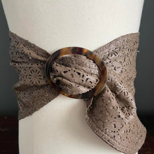 Load image into Gallery viewer, Vintage 80s Wide Brown Leather Wrap Tie Cinch Cummerbund Waist Belt