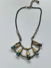 Load image into Gallery viewer, Vintage Y2K Pam Miran for Anthropologie Gold & Blue Glass Statement Necklace