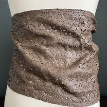Load image into Gallery viewer, Vintage 80s Wide Brown Leather Wrap Tie Cinch Cummerbund Waist Belt