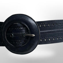 Load image into Gallery viewer, Vintage 80s navy blue leather belt