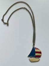 Load image into Gallery viewer, Vintage Sailing Enamel & Chain Necklace Early 1980s - Yacht, Sailboat, Ship, Nautical