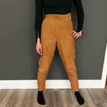 Load image into Gallery viewer, Women's Vintage Early 80s Orange Tan Tapered Leg Suede Trousers W28 L30