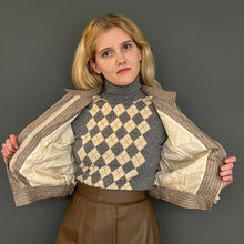 Load image into Gallery viewer, Vintage 80s Small Natural Wool Pinstripe Bomber Jacket