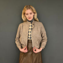 Load image into Gallery viewer, Vintage 80s Small Natural Wool Pinstripe Bomber Jacket