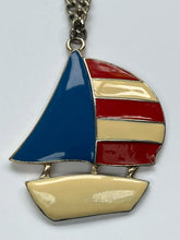 Load image into Gallery viewer, Vintage Sailing Enamel & Chain Necklace Early 1980s - Yacht, Sailboat, Ship, Nautical