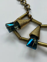 Load image into Gallery viewer, Vintage Y2K Pam Miran for Anthropologie Gold & Blue Glass Statement Necklace