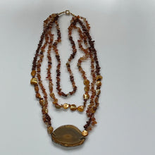 Load image into Gallery viewer, Vintage Amber Crystal Gemstone Statement Necklace